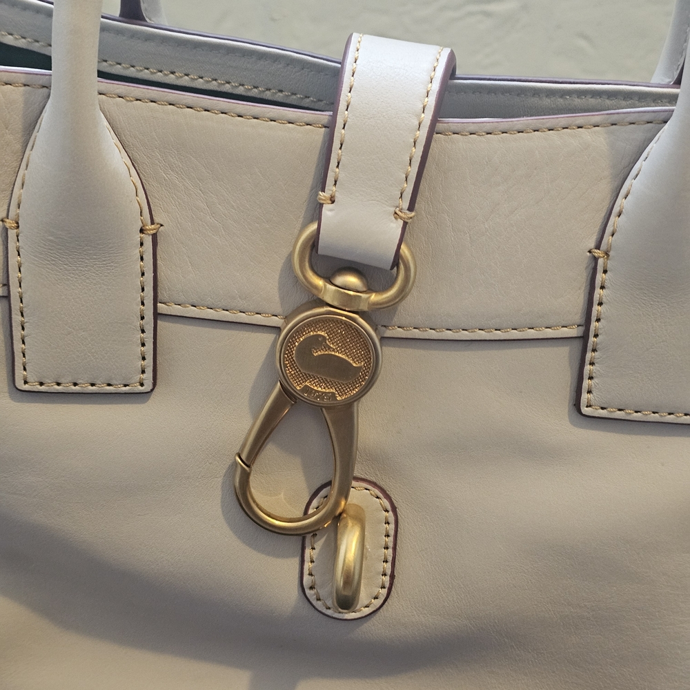Dooney & Bourke Florentine Leather Cream Satchel with Gold Accents NWOT - Picture 4 of 14